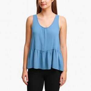 2 hearts made in USA womens blue sleeveless pullover top size S